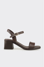 Brown Leather Women's Heeled Sandal