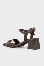 Brown Leather Women's Heeled Sandal