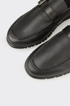 Black Leather Men's Casual Shoe