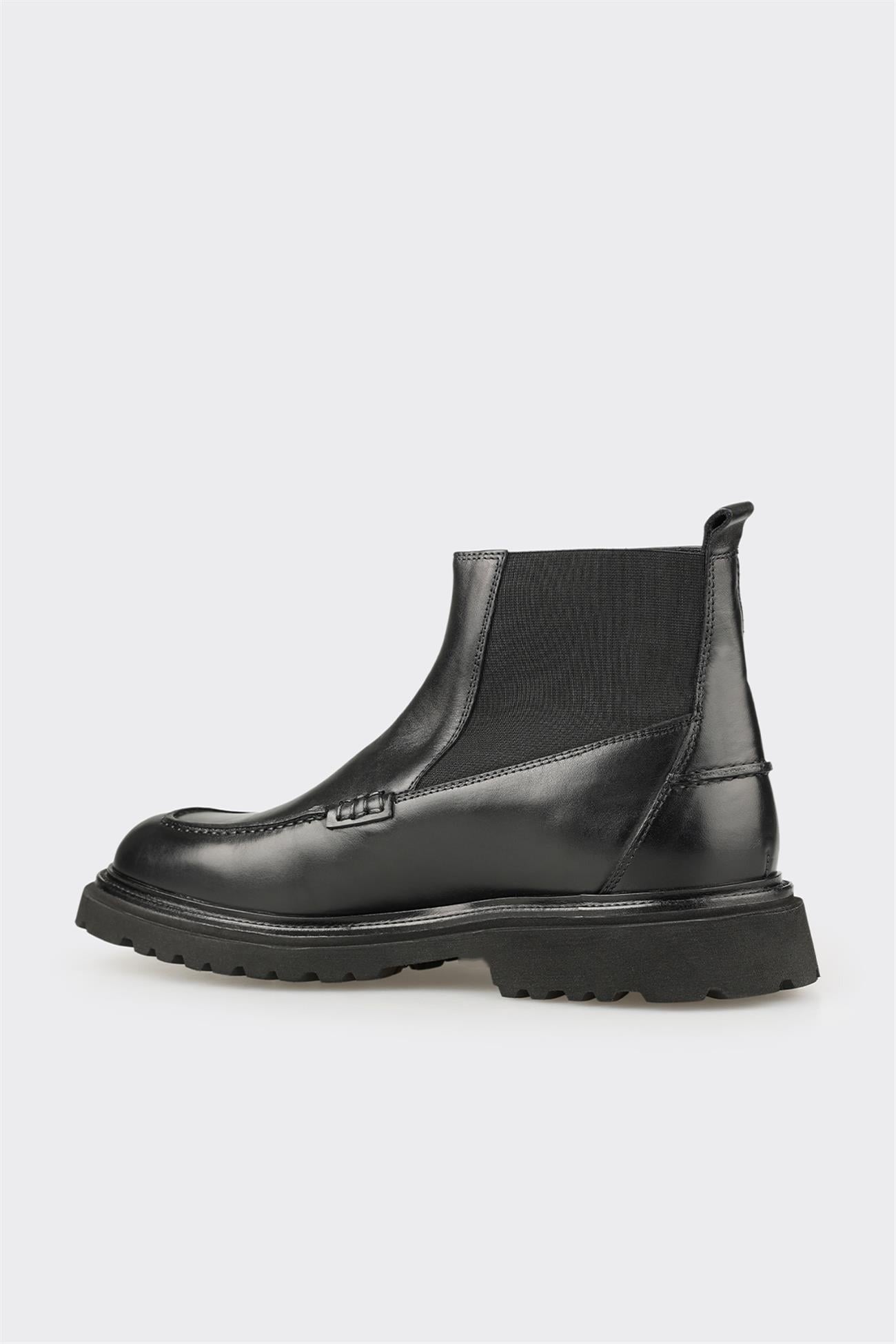 Black Leather Men's Casual Boot