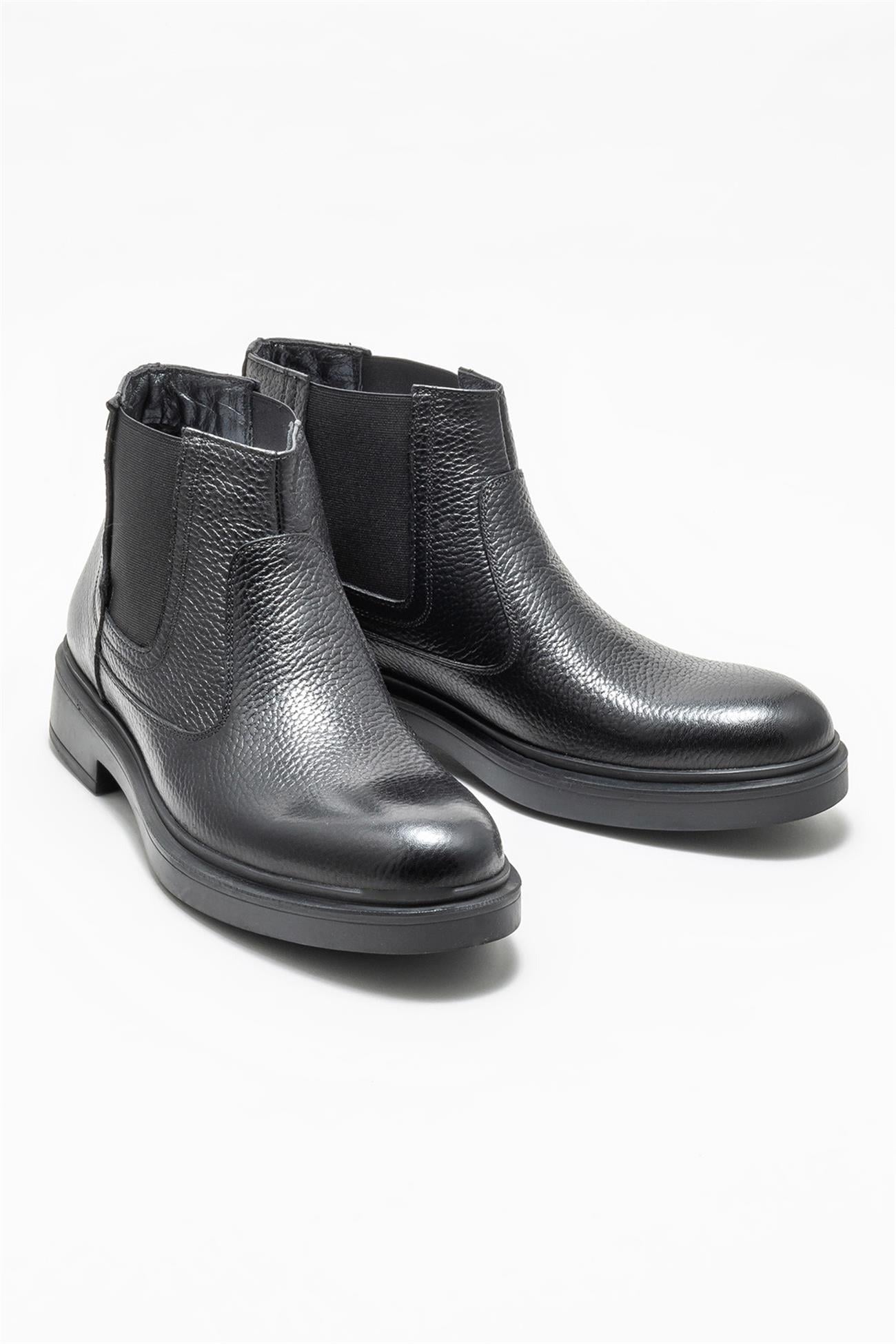 Black Leather Men's Casual Boot