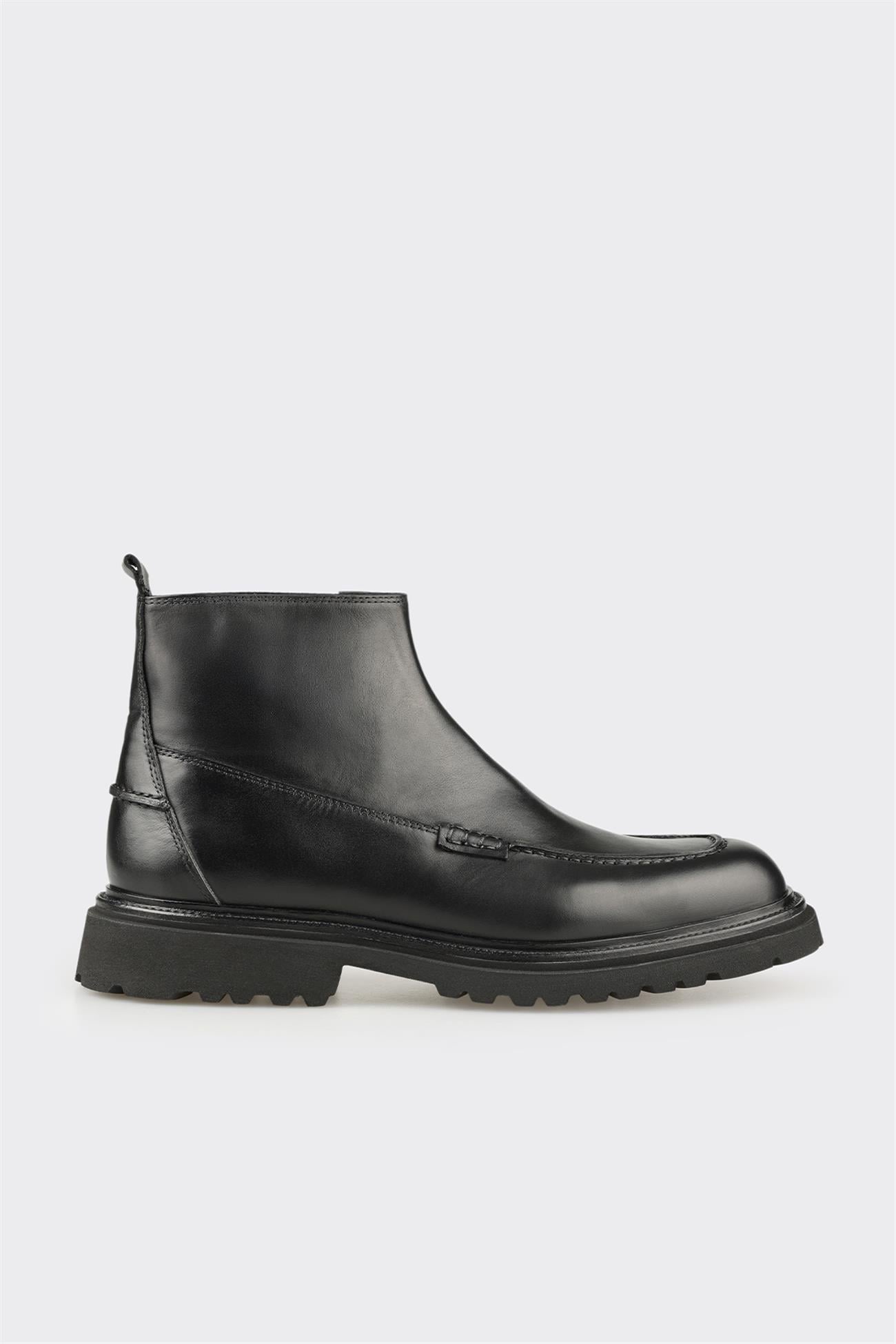Black Leather Men's Casual Boot