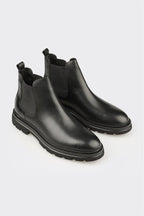 Black Leather Men's Casual Boot