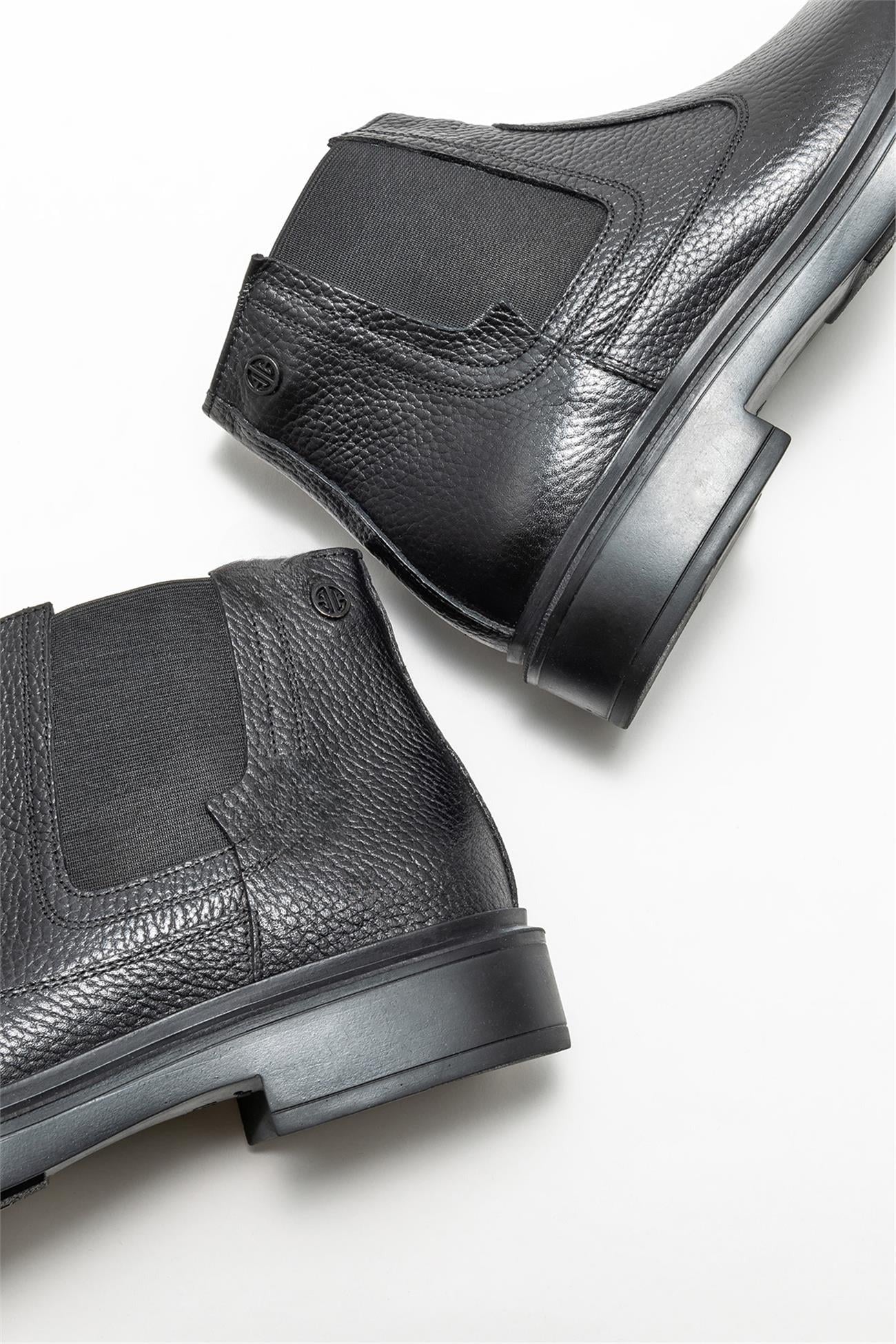 Black Leather Men's Casual Boot