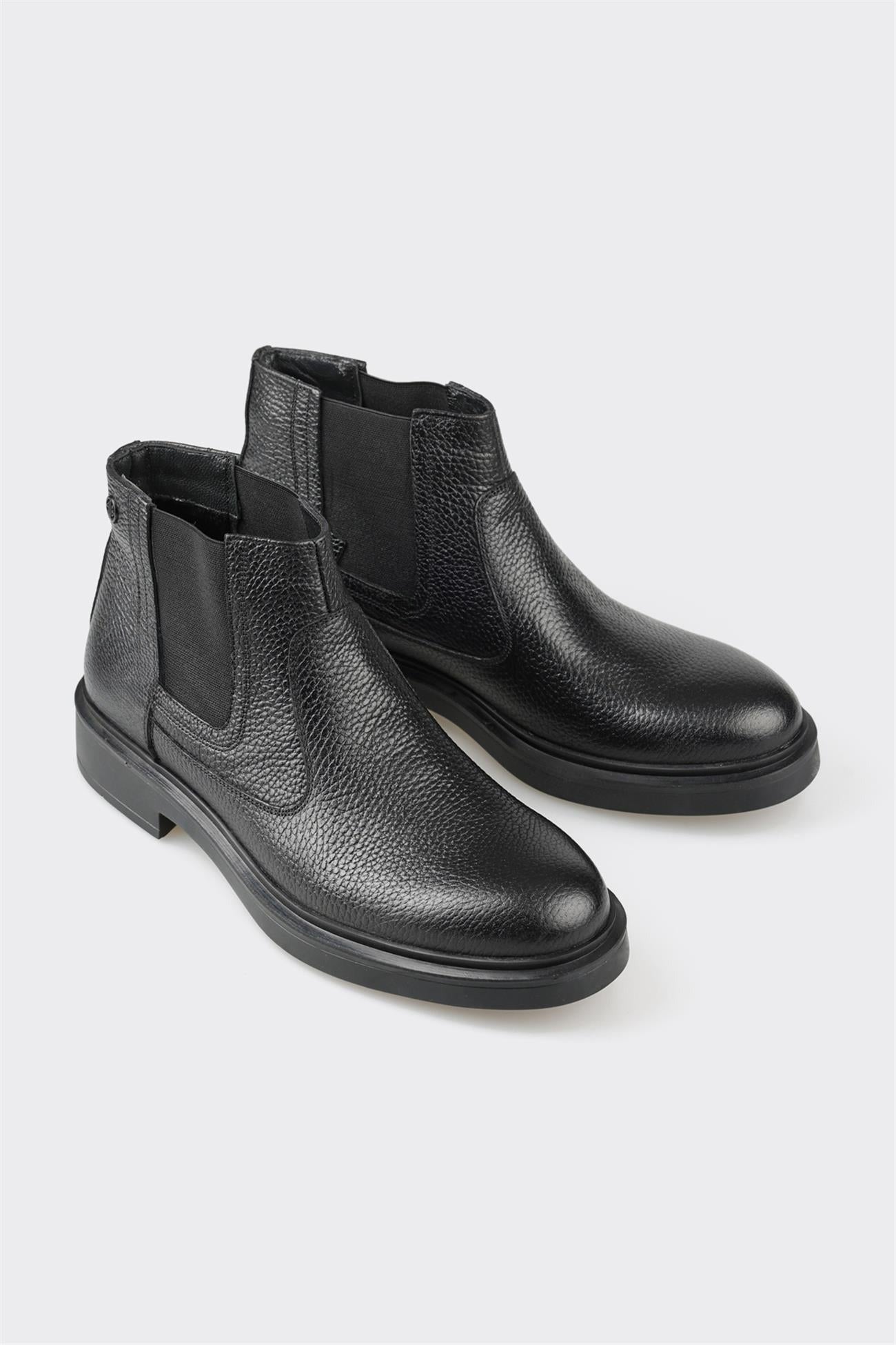 Black Leather Men's Casual Boot