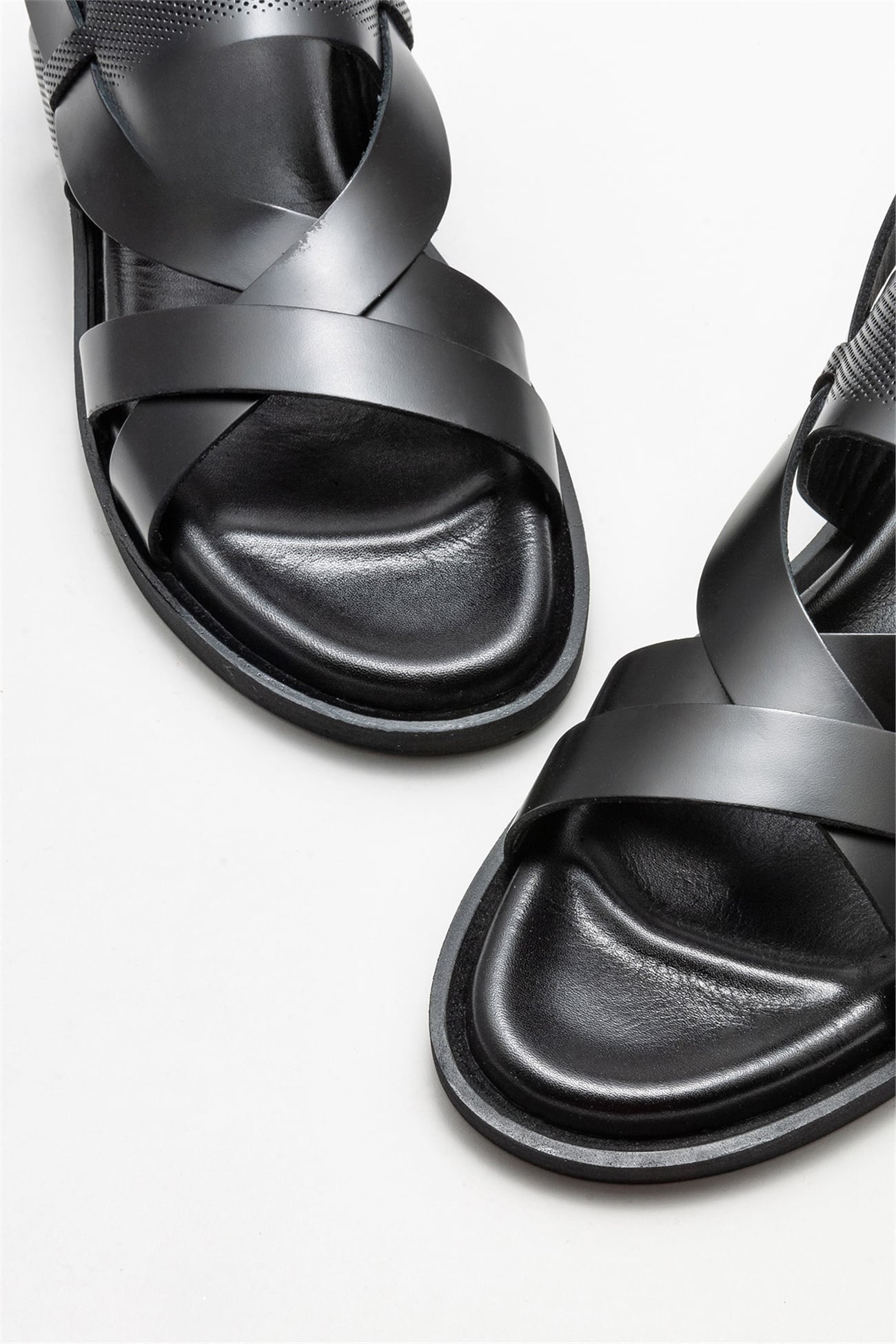 Black Leather Men's Casual Sandal