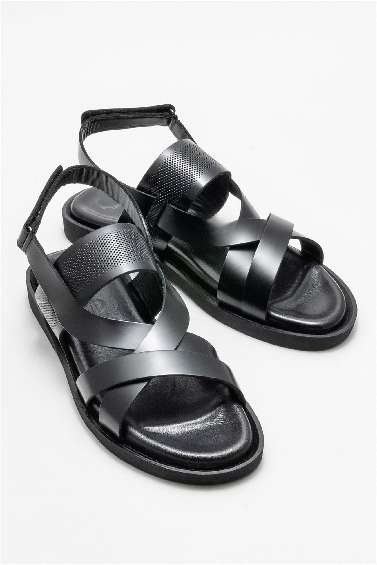 Black Leather Men's Casual Sandal