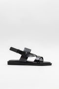 Black Leather Men's Casual Sandal