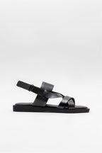Black Leather Men's Casual Sandal