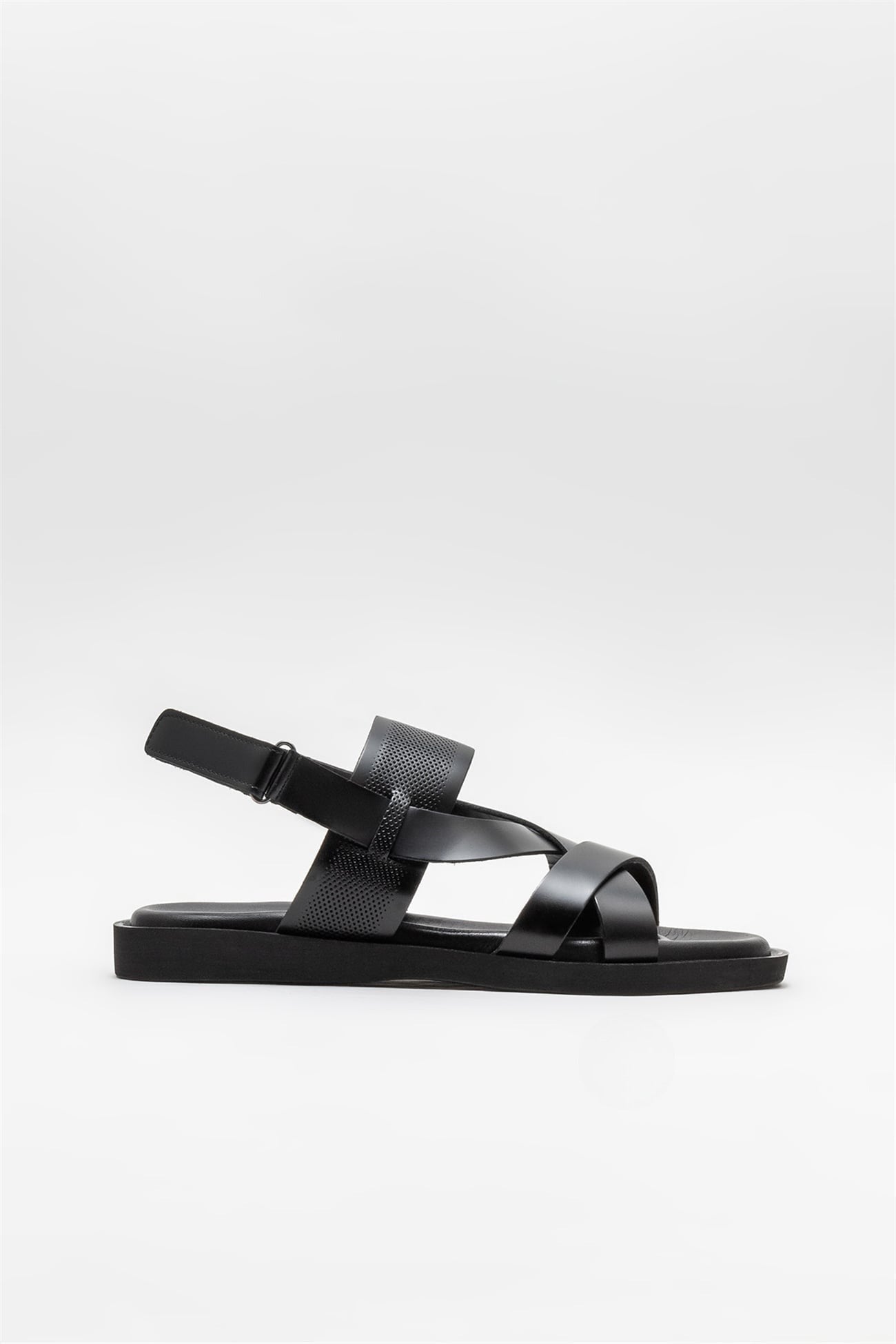 Black Leather Men's Casual Sandal