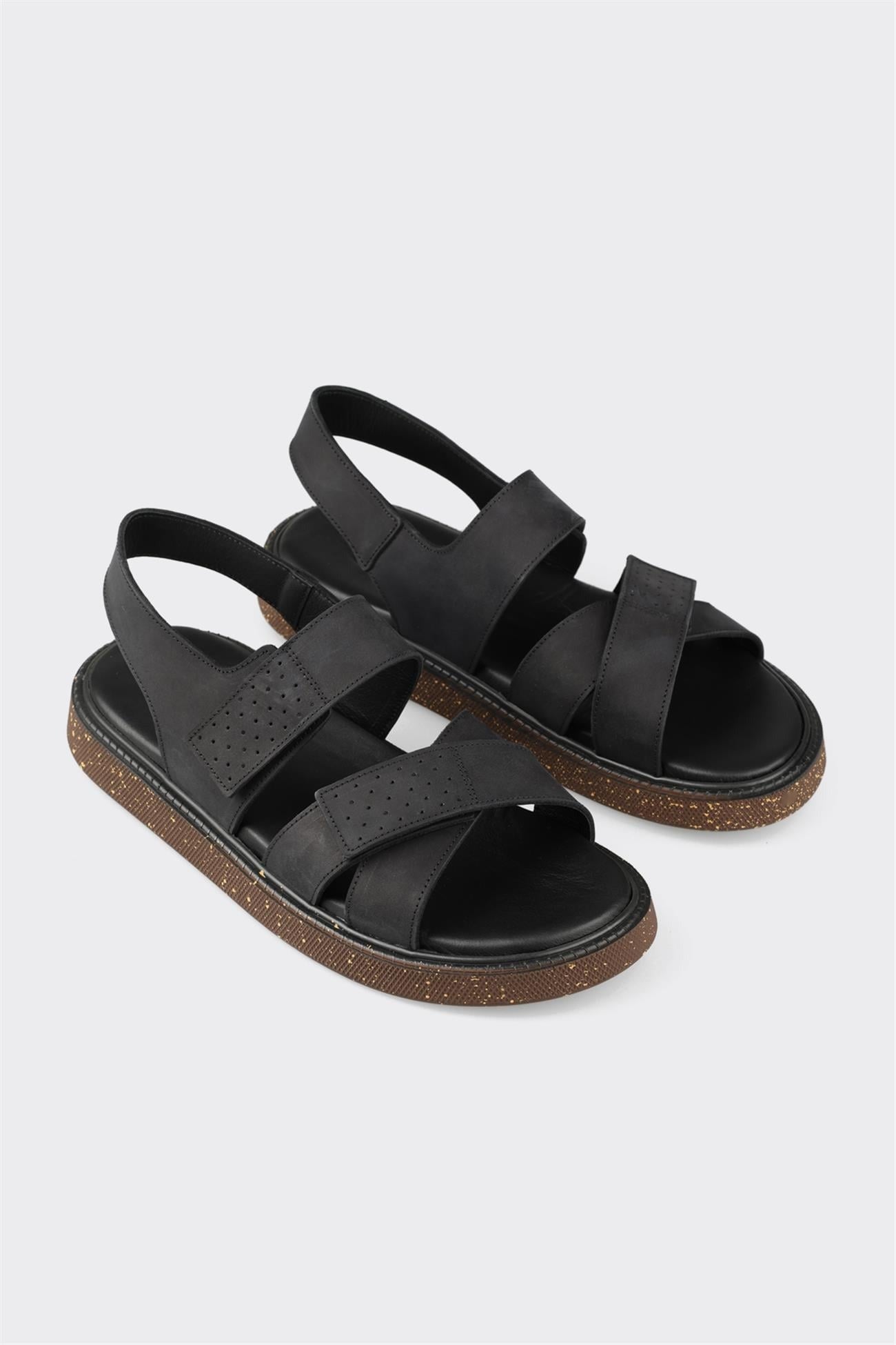 Black Leather Men's Sandal