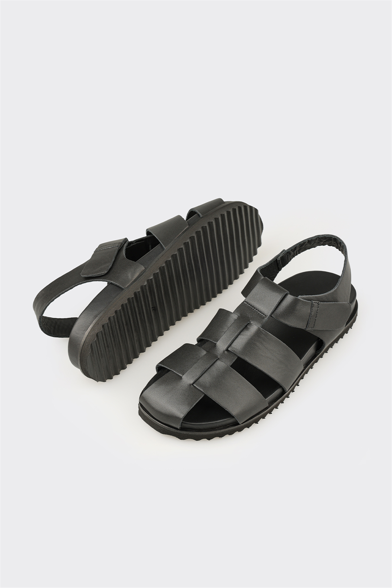 Black Leather Men's Sandal