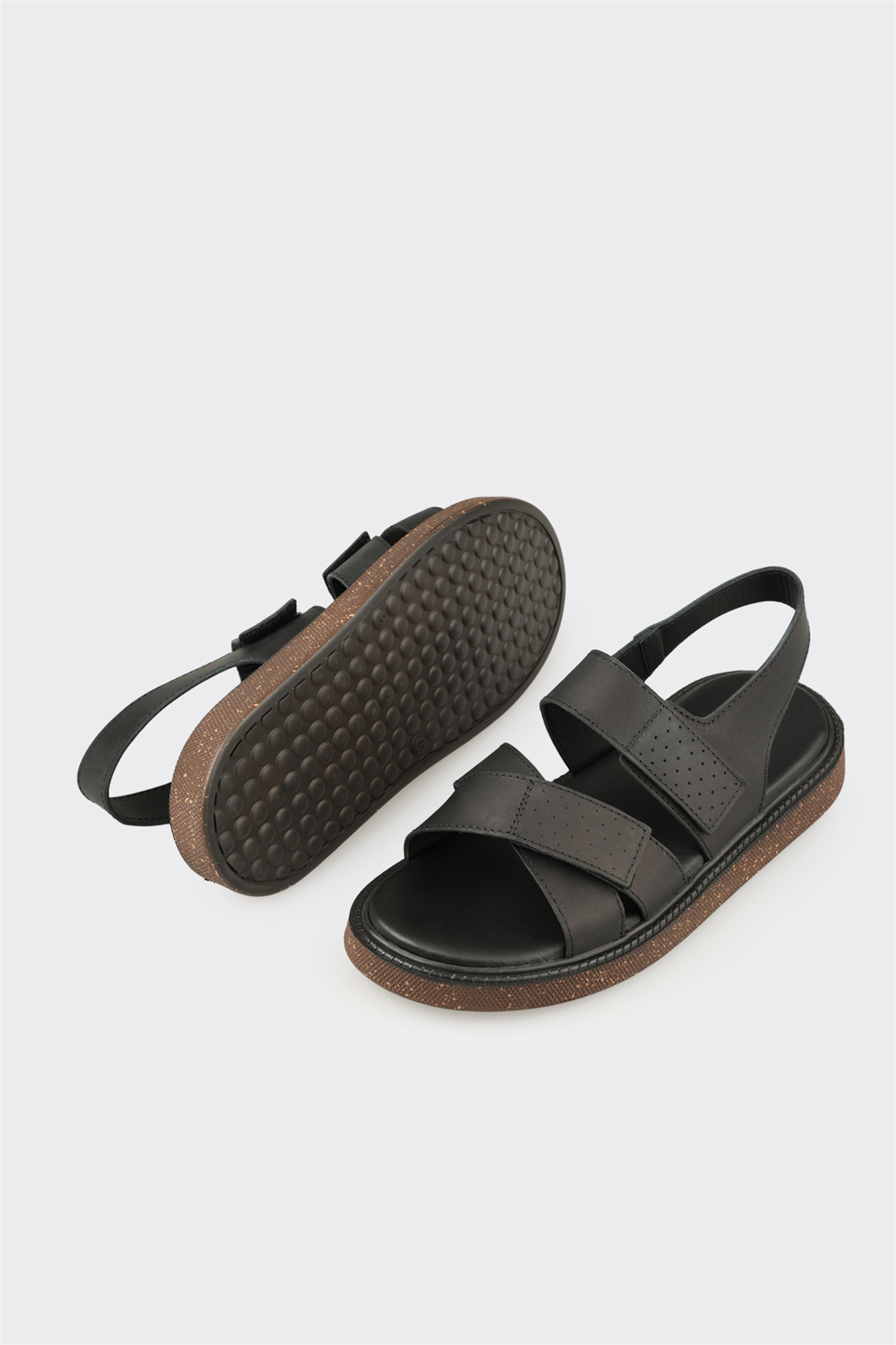 Black Leather Men's Sandal