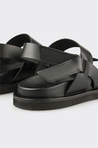 Black Leather Men's Sandal