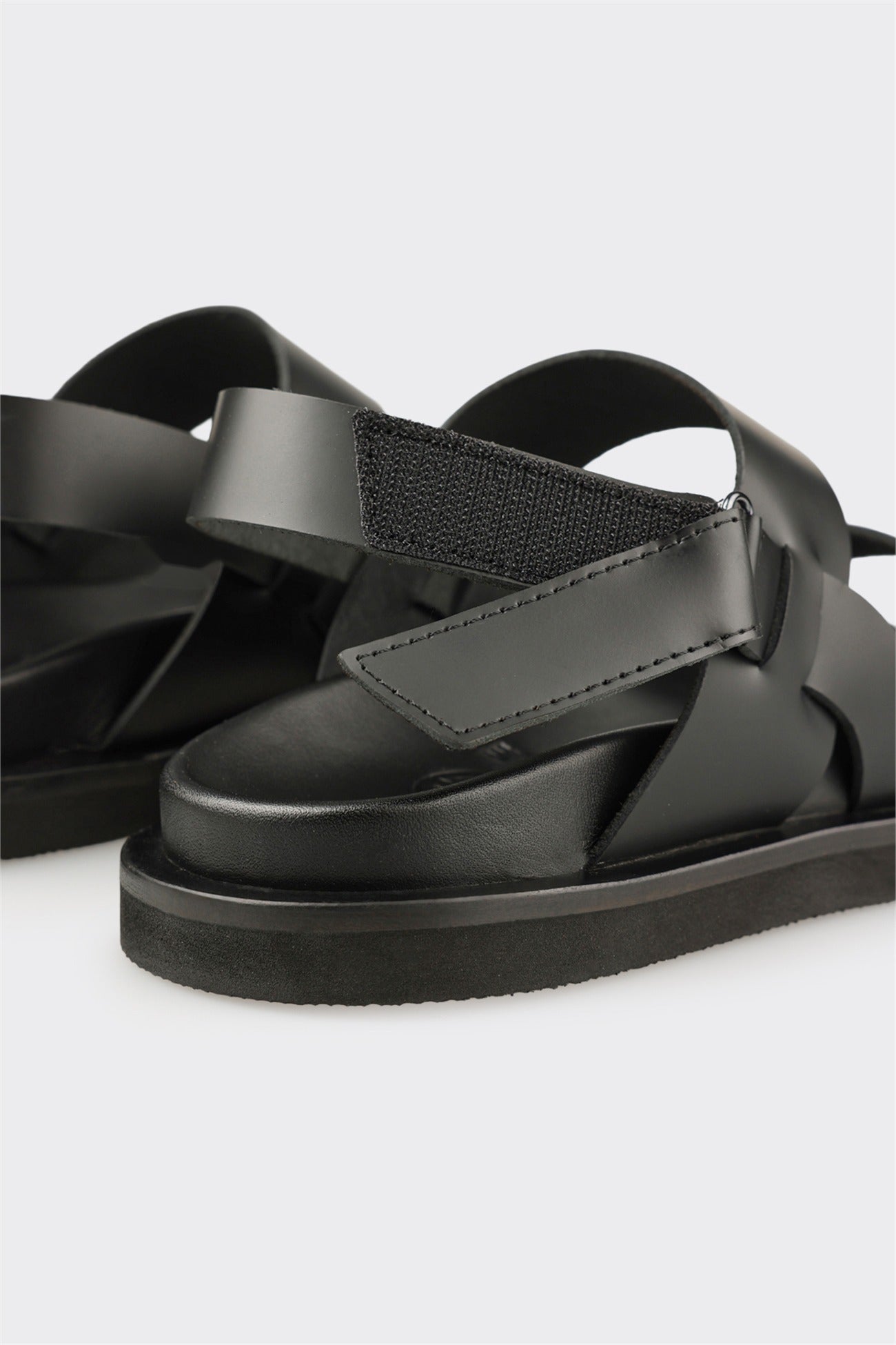 Black Leather Men's Sandal