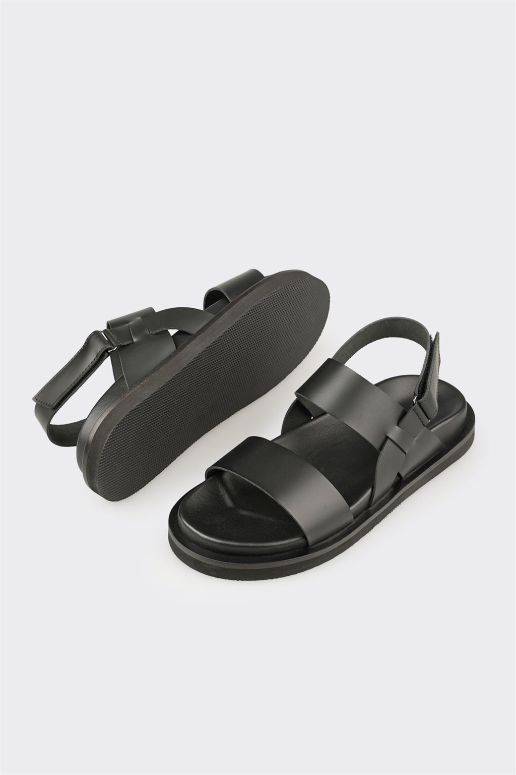 Black Leather Men's Sandal