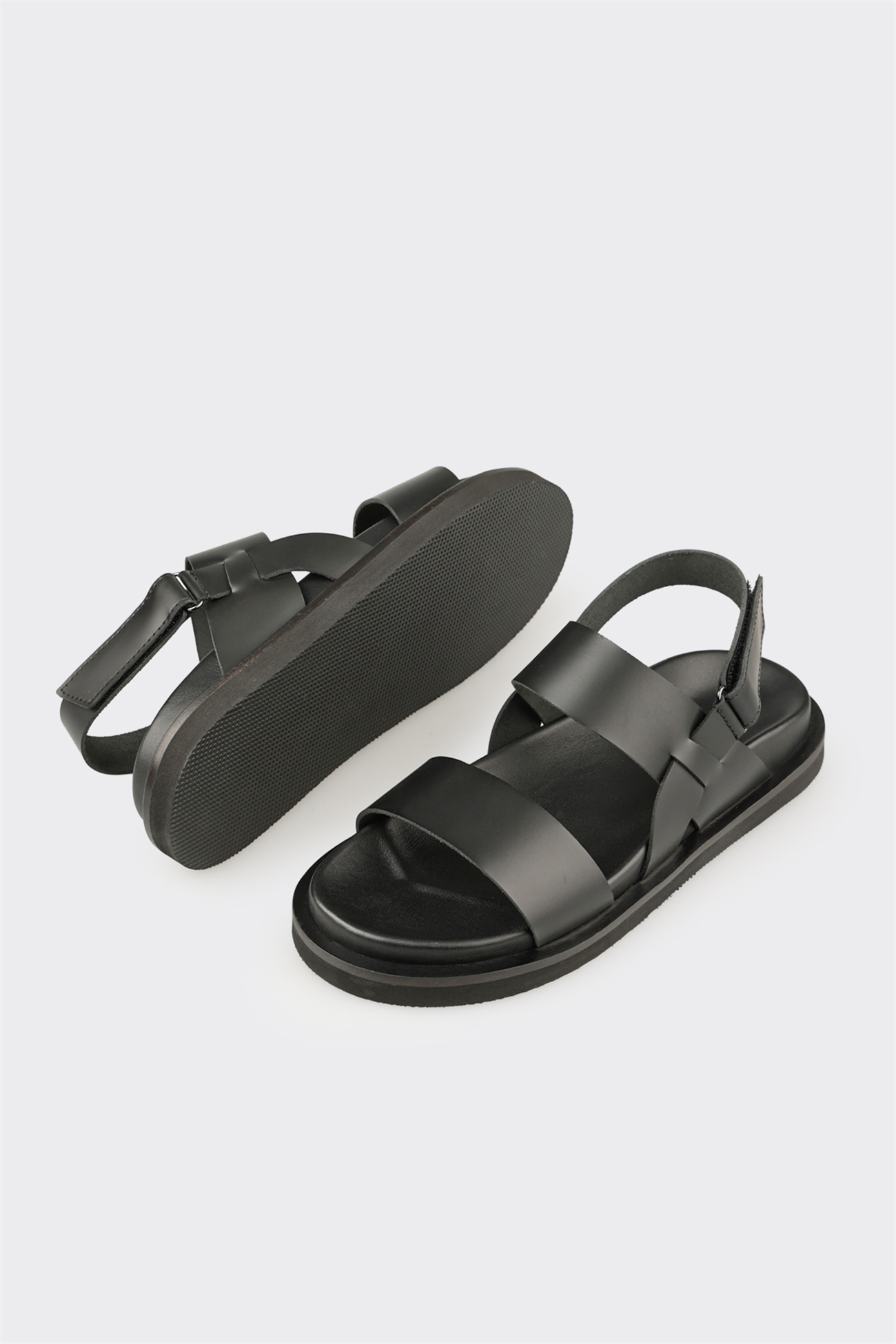 Black Leather Men's Sandal