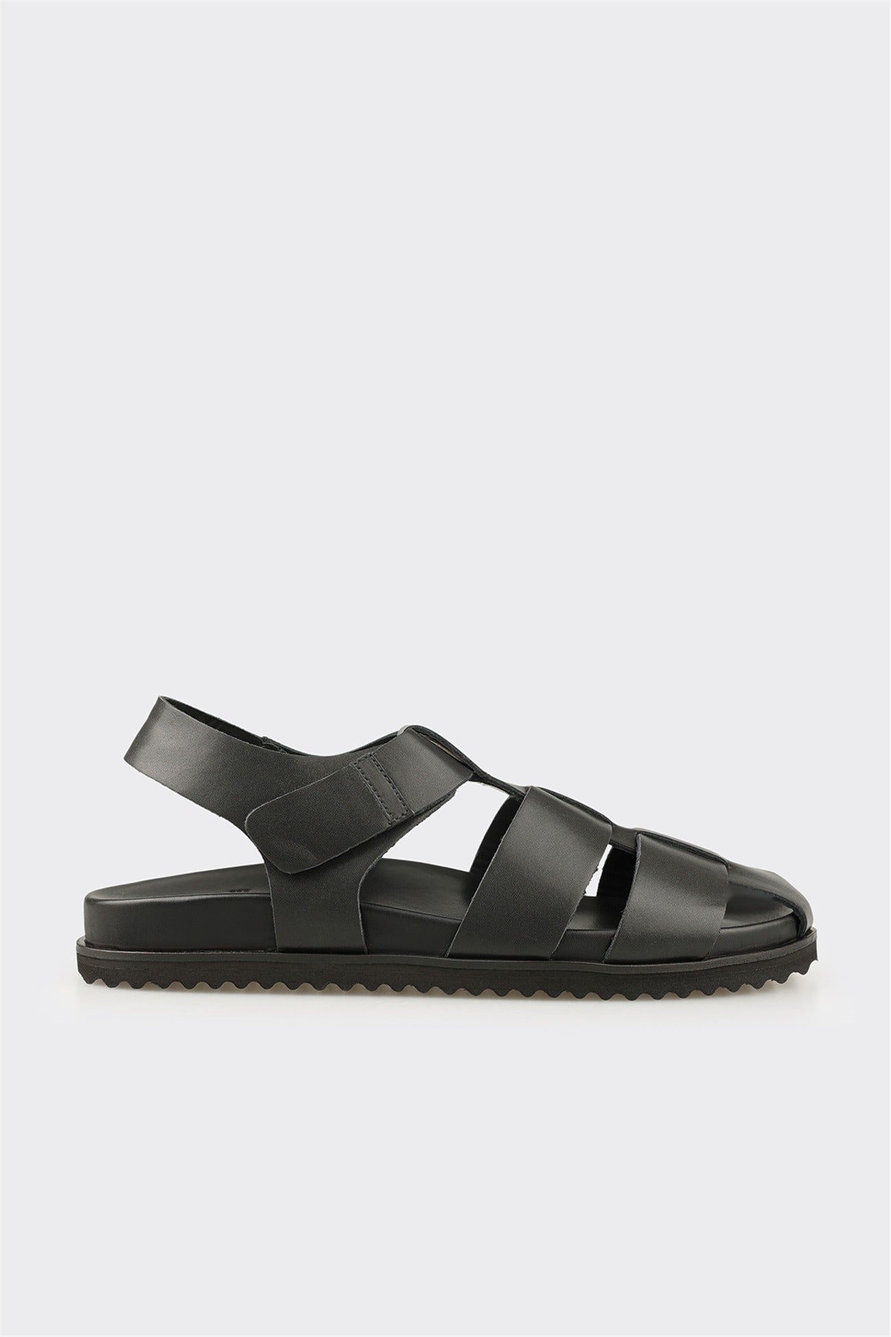 Black Leather Men's Sandal