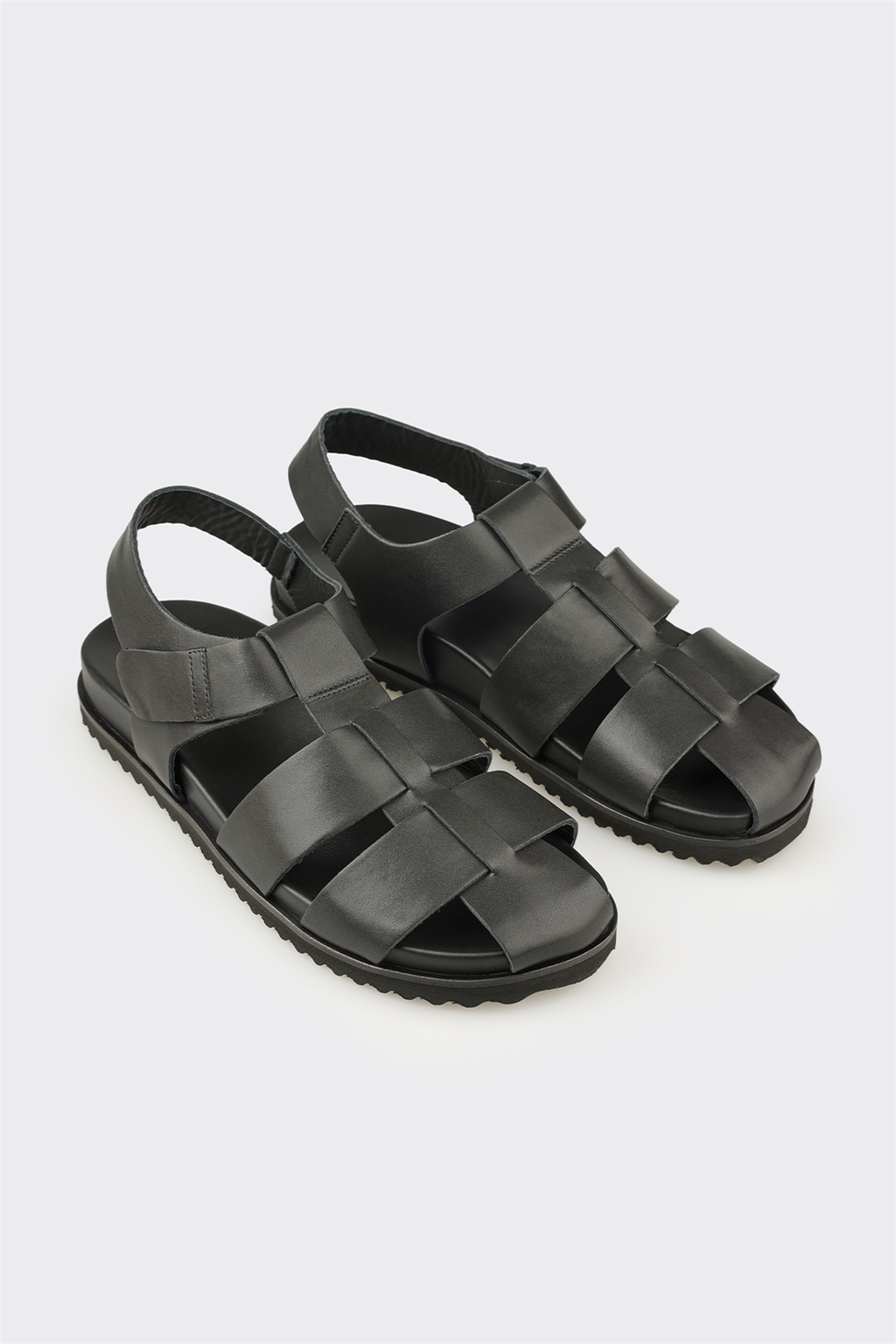 Black Leather Men's Sandal