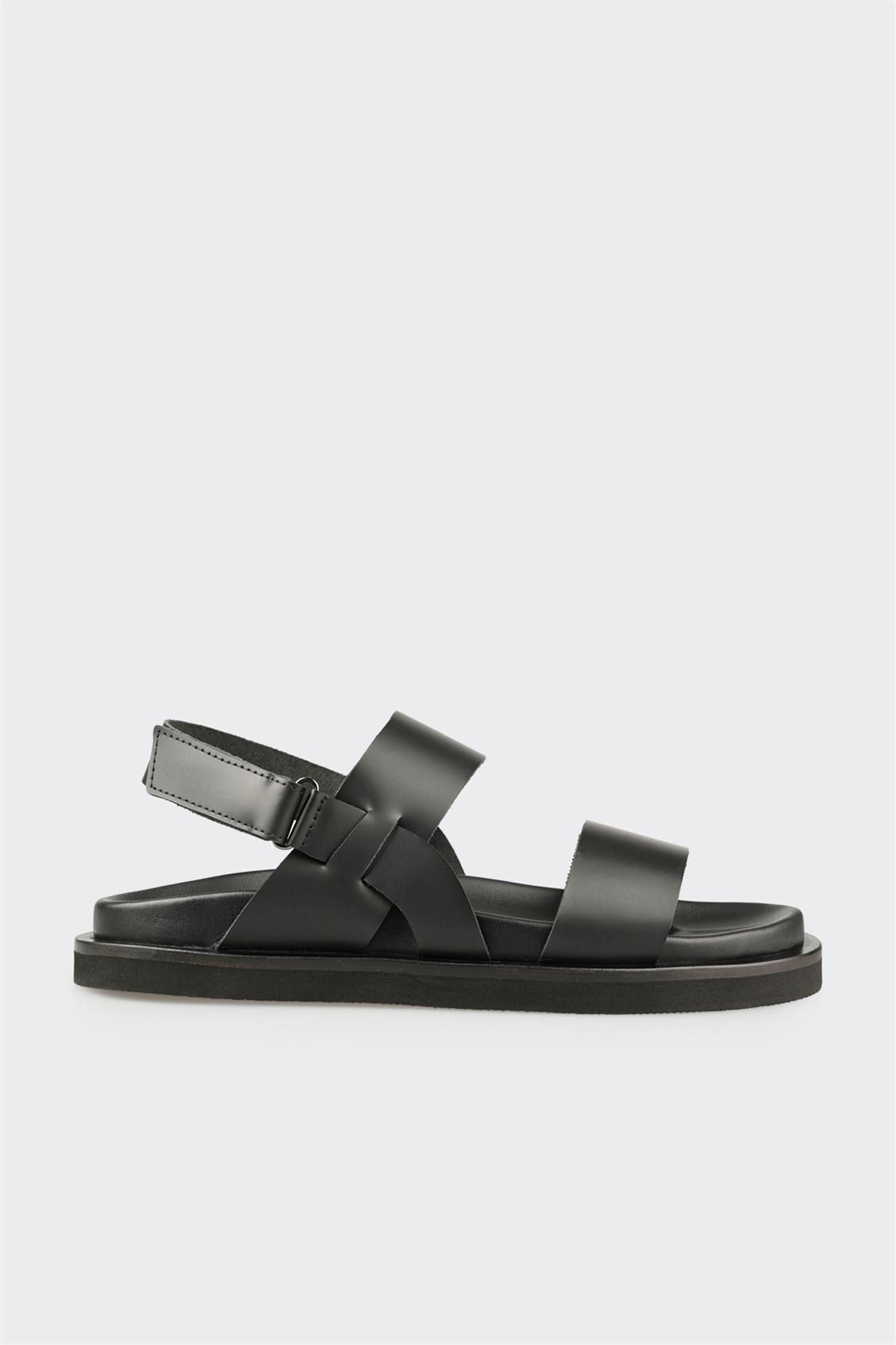 Black Leather Men's Sandal