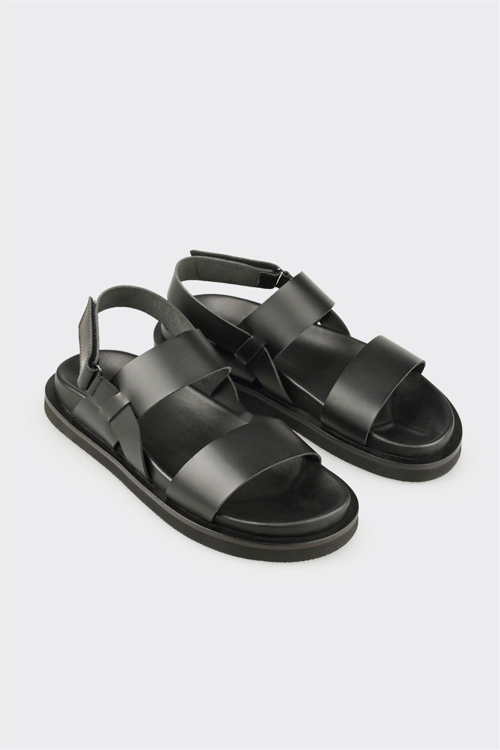 Black Leather Men's Sandal