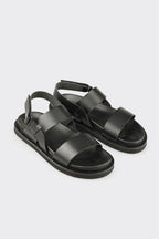 Black Leather Men's Sandal
