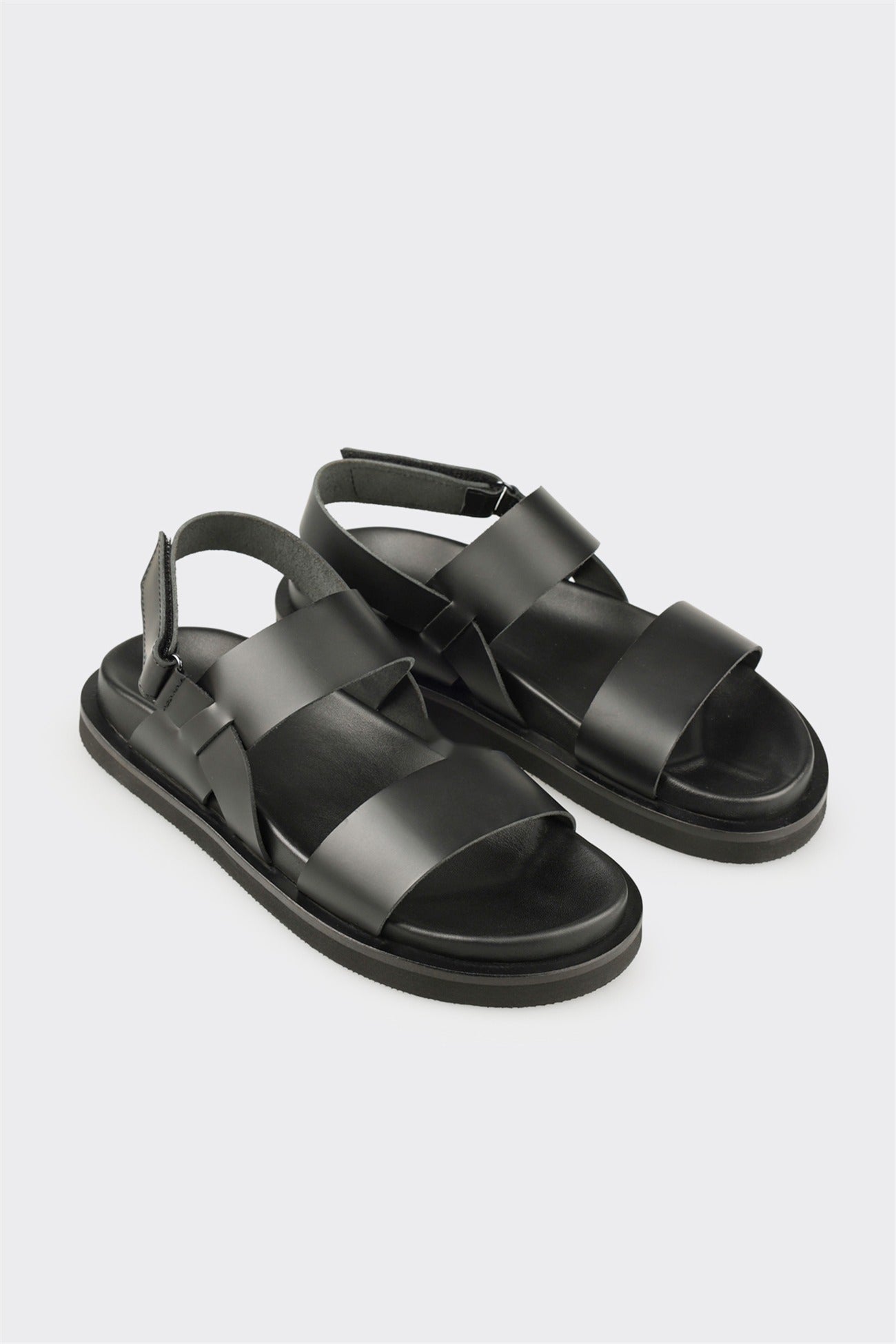 Black Leather Men's Sandal