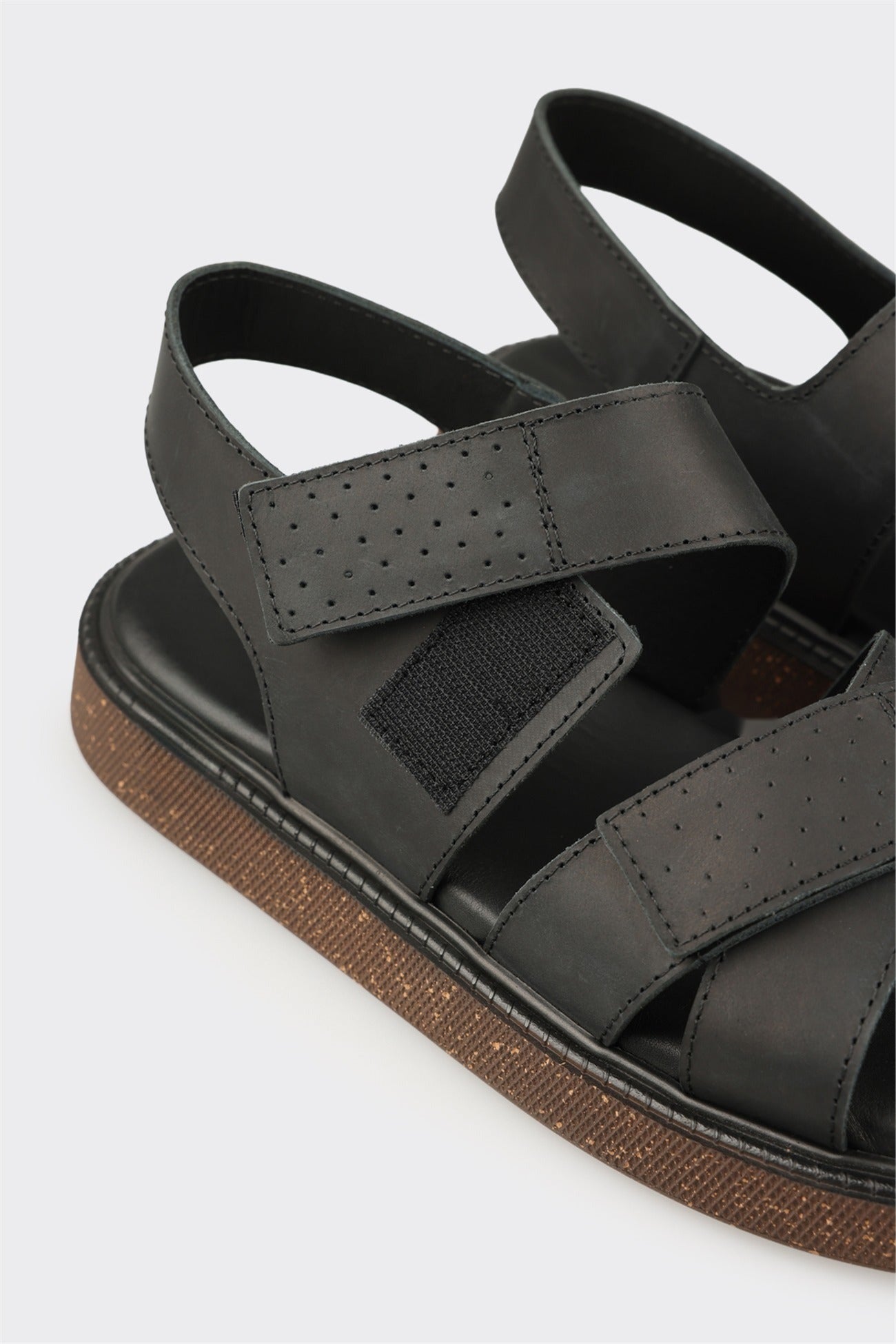 Black Leather Men's Sandal