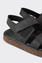Black Leather Men's Sandal