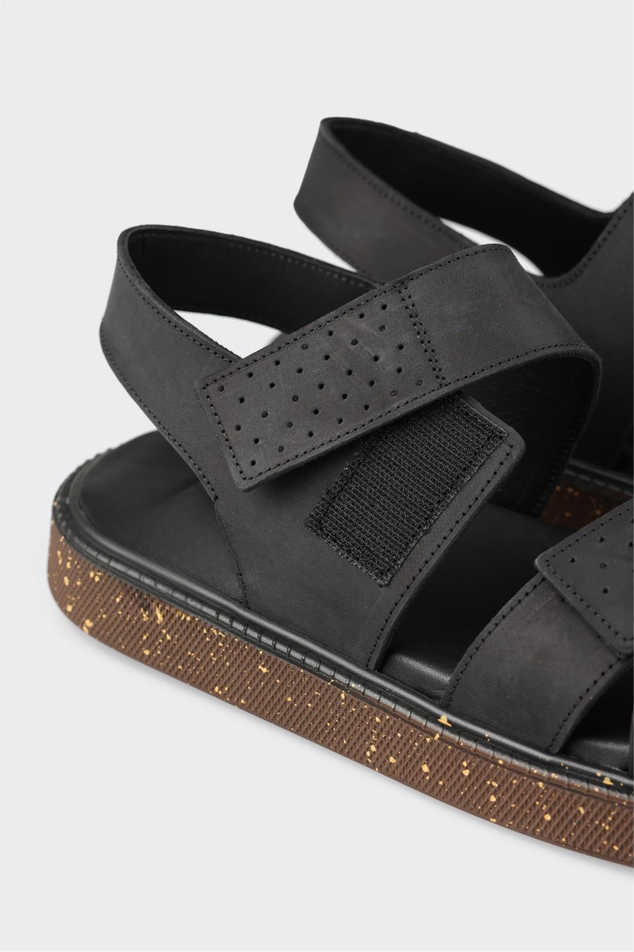 Black Leather Men's Sandal
