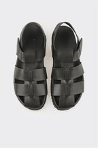 Black Leather Men's Sandal