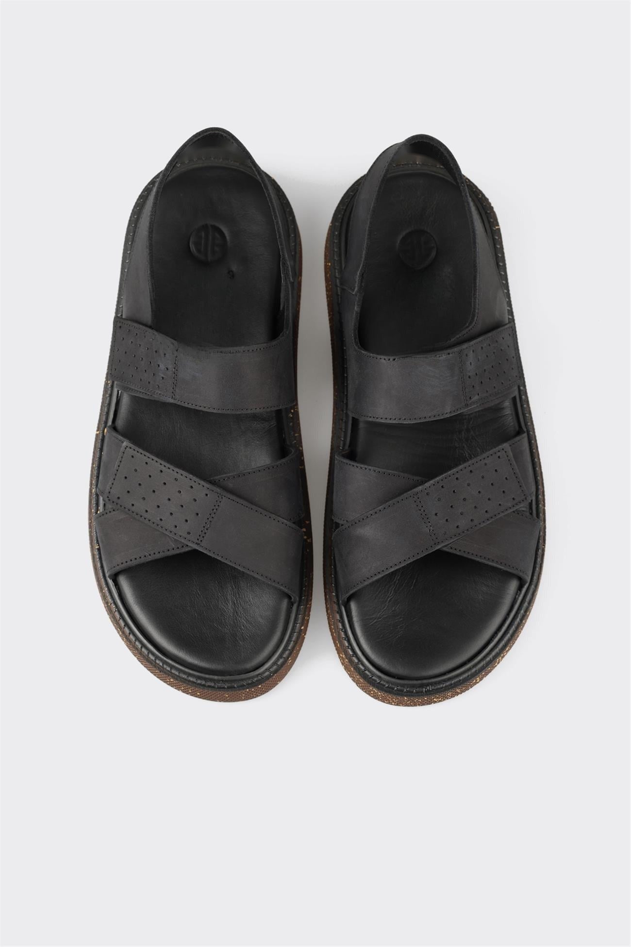 Black Leather Men's Sandal