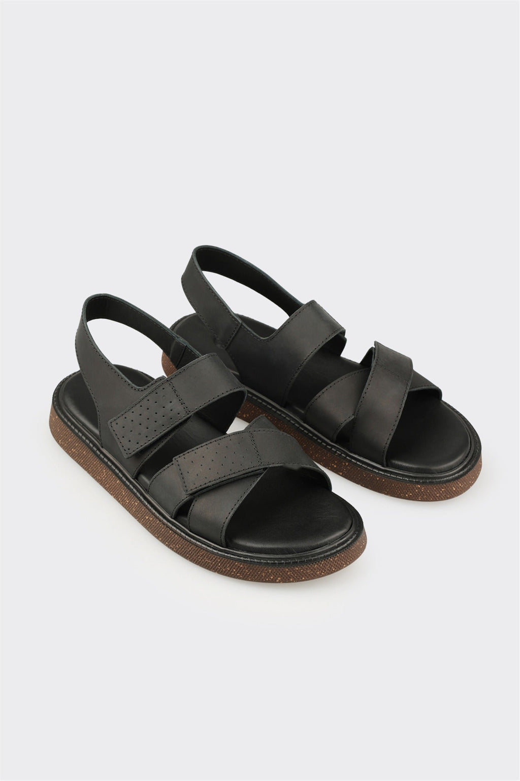 Black Leather Men's Sandal