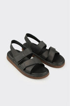 Black Leather Men's Sandal