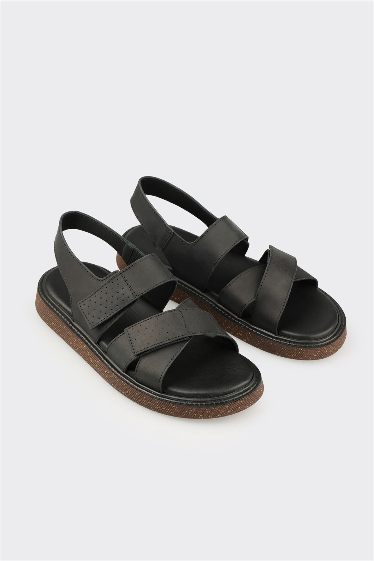 Black Leather Men's Sandal