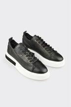 Black Leather Men's Sneaker