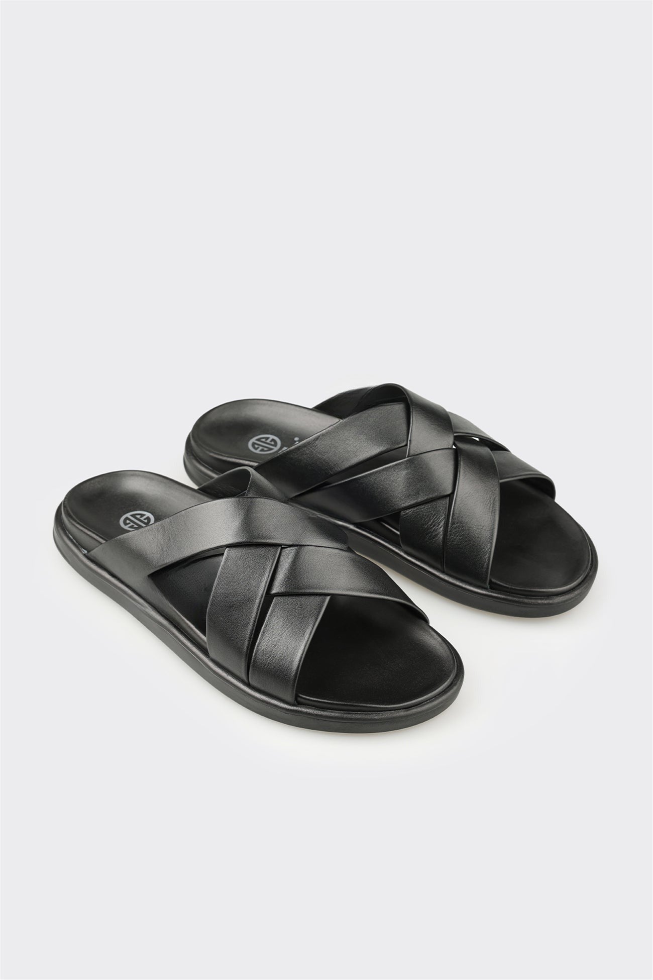 Black Leather Men's Mule