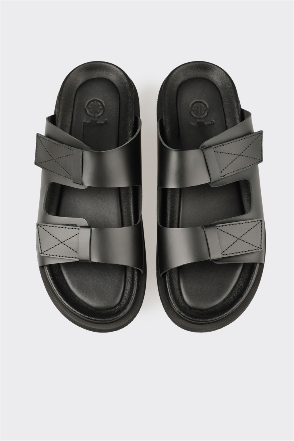 Black Leather Men's Mule