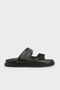 Black Leather Men's Mule