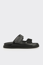 Black Leather Men's Mule