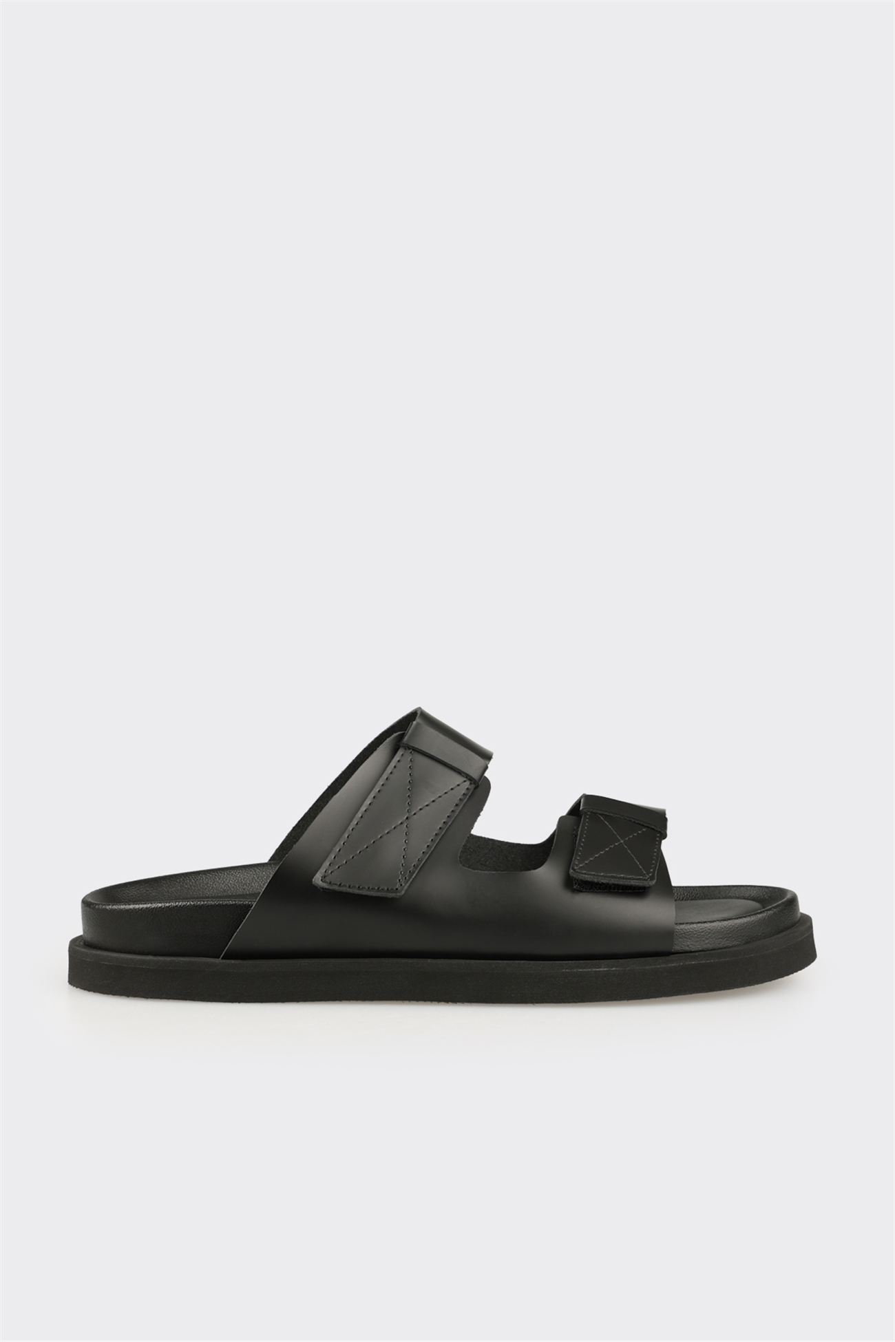 Black Leather Men's Mule