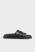 Black Leather Men's Mule
