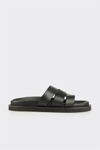 Black Leather Men's Mule