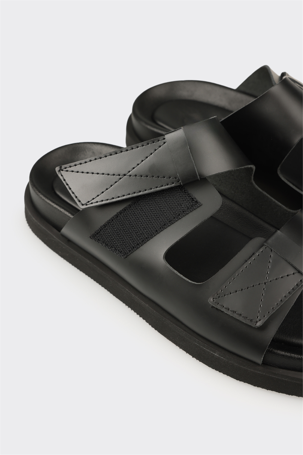 Black Leather Men's Mule