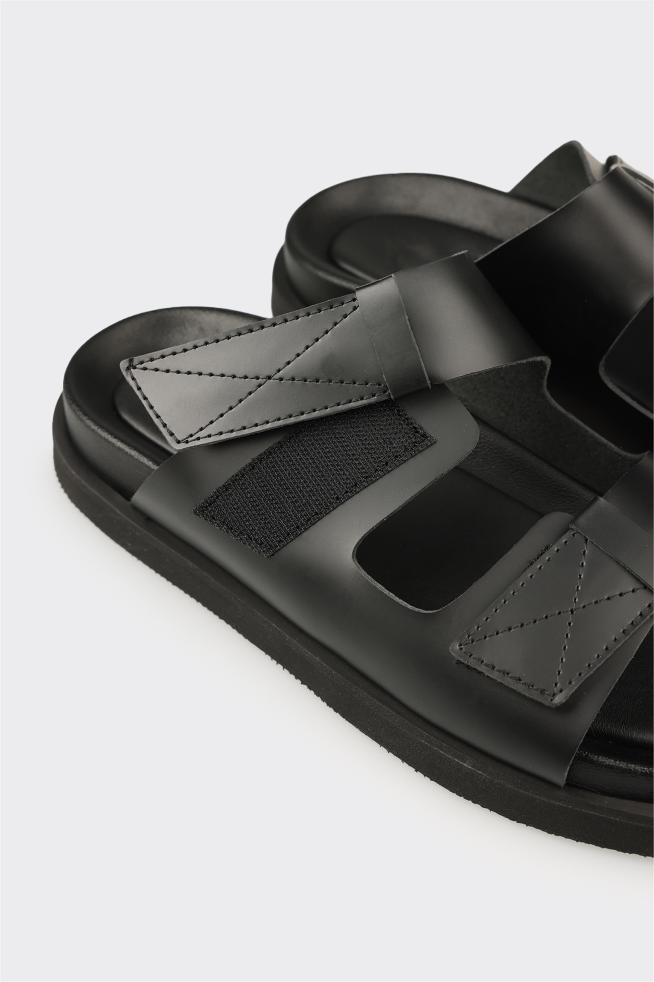 Black Leather Men's Mule