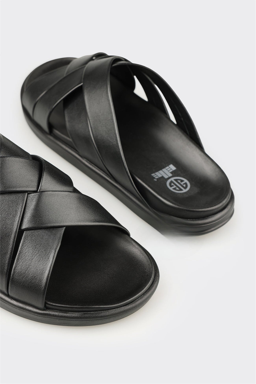 Black Leather Men's Mule