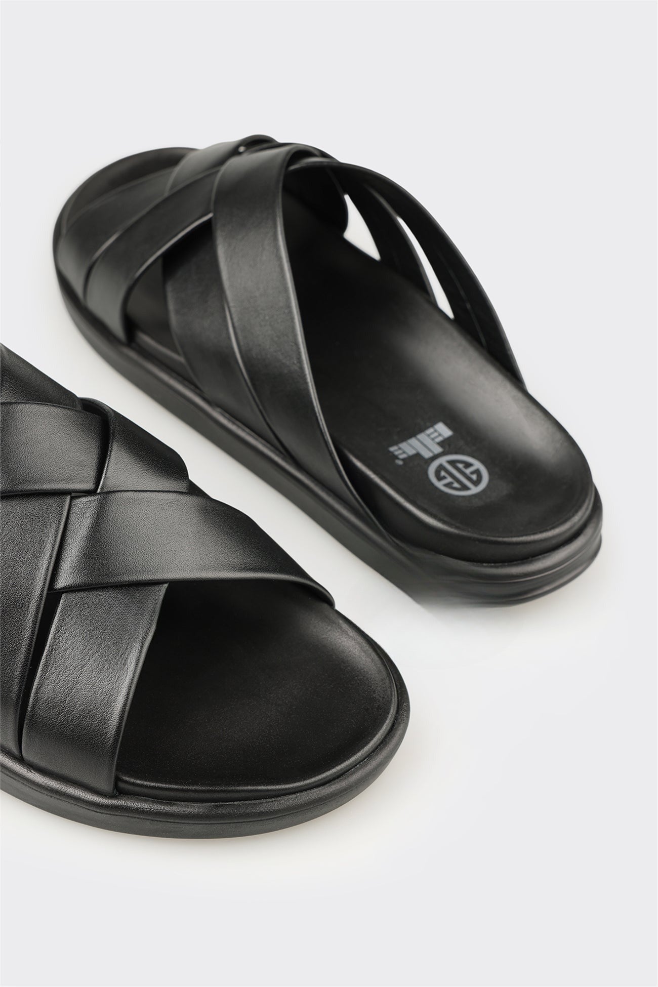 Black Leather Men's Mule