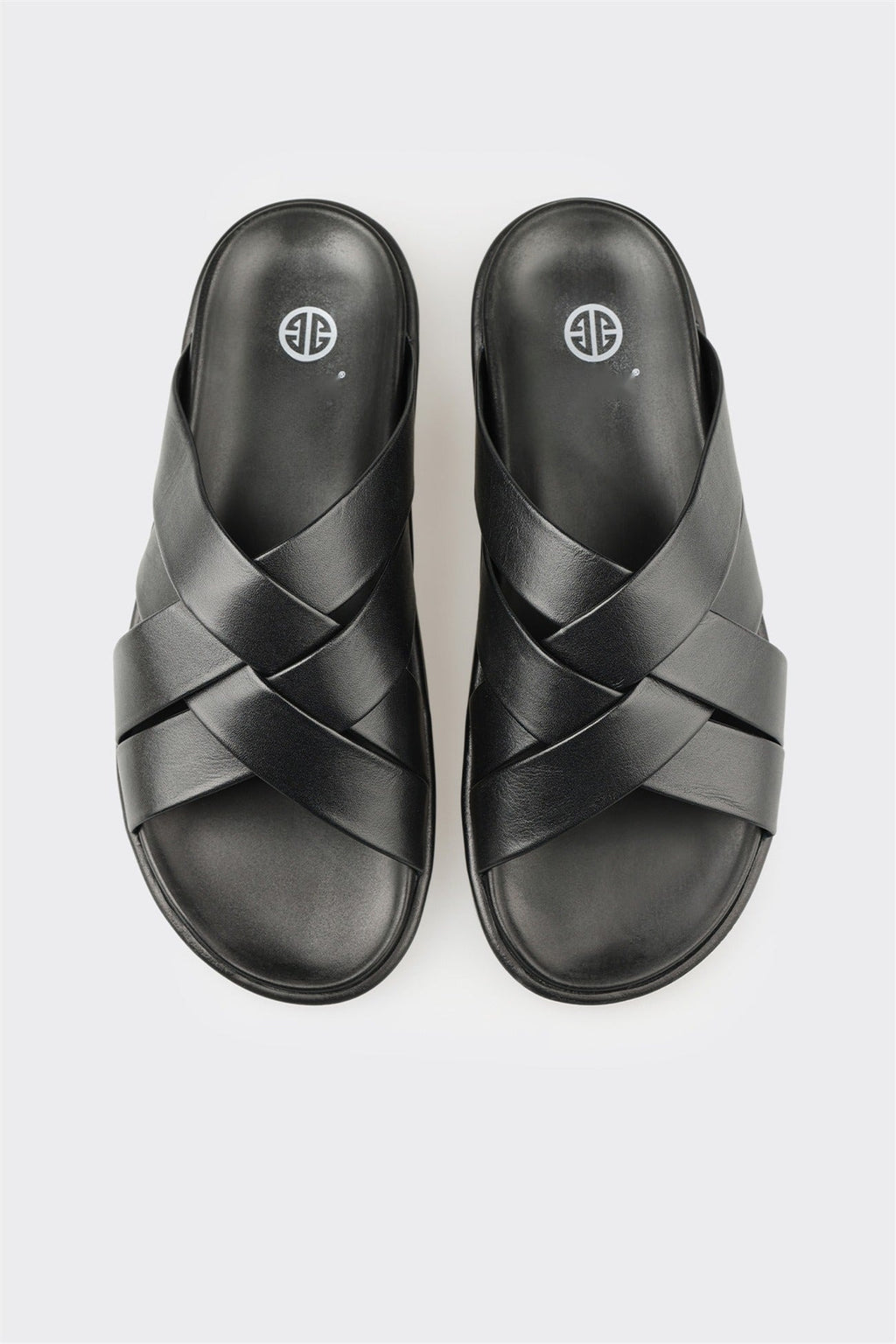 Black Leather Men's Mule