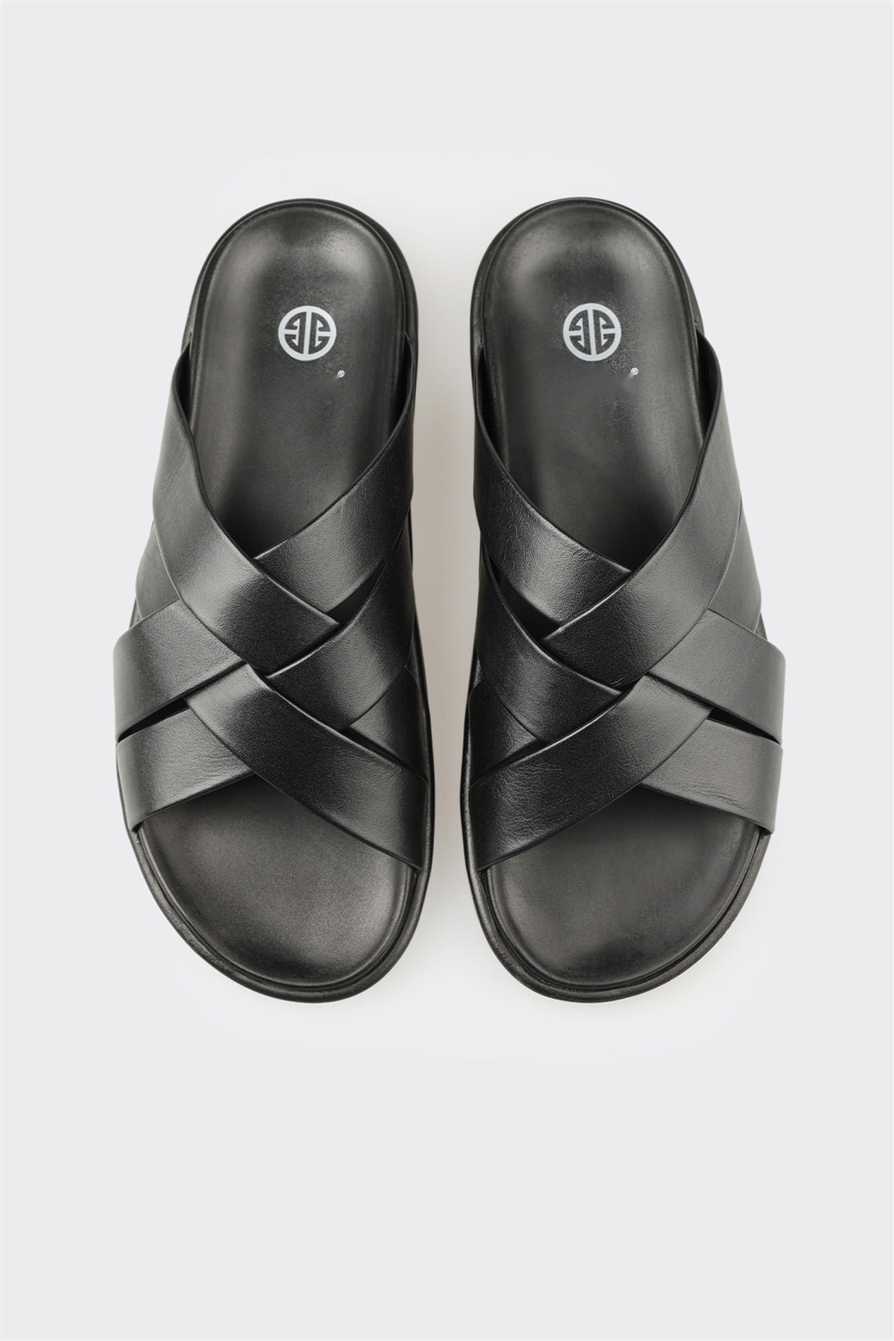Black Leather Men's Mule