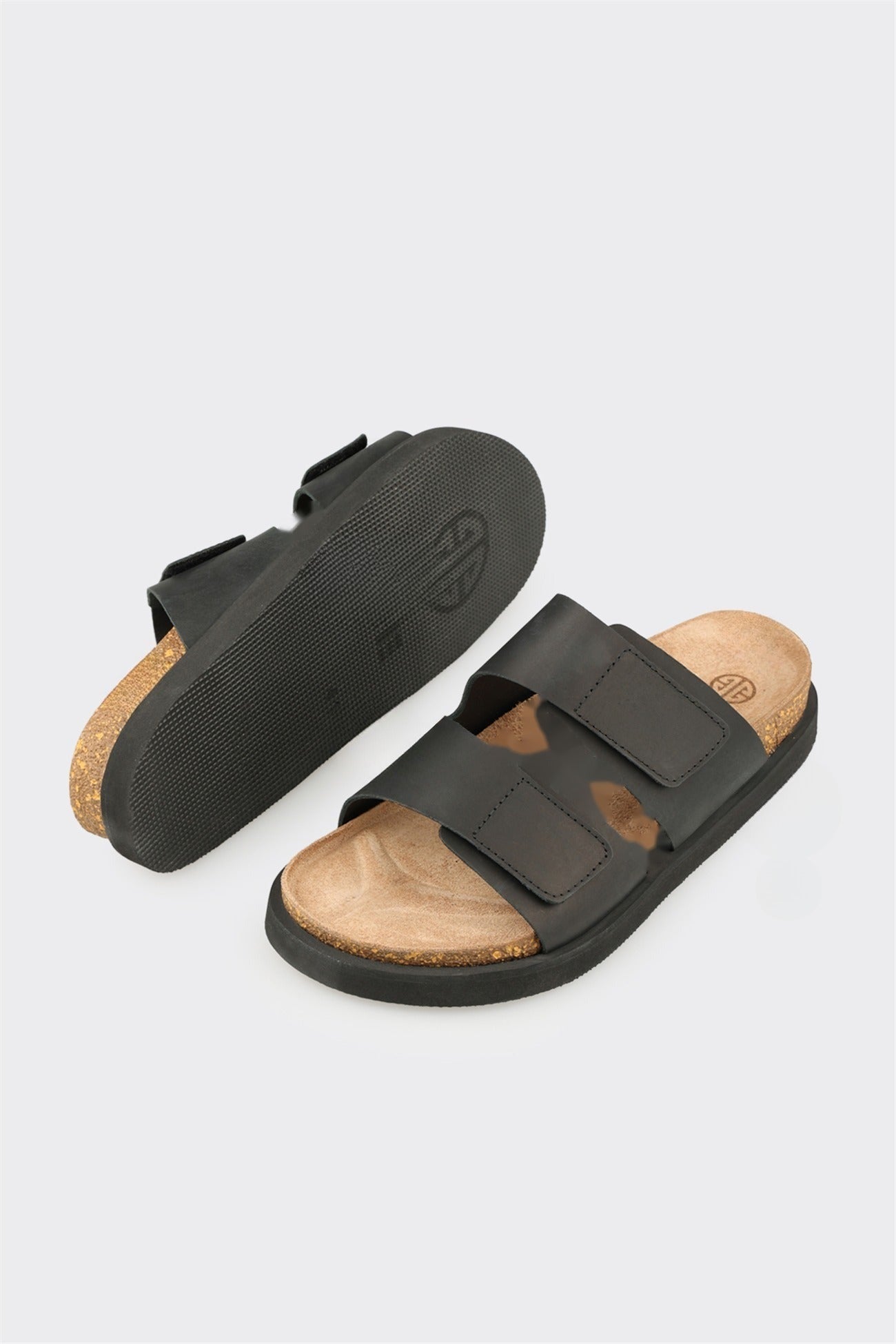 Black Leather Men's Mule